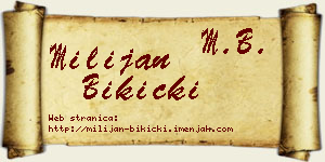 Milijan Bikicki vizit kartica
